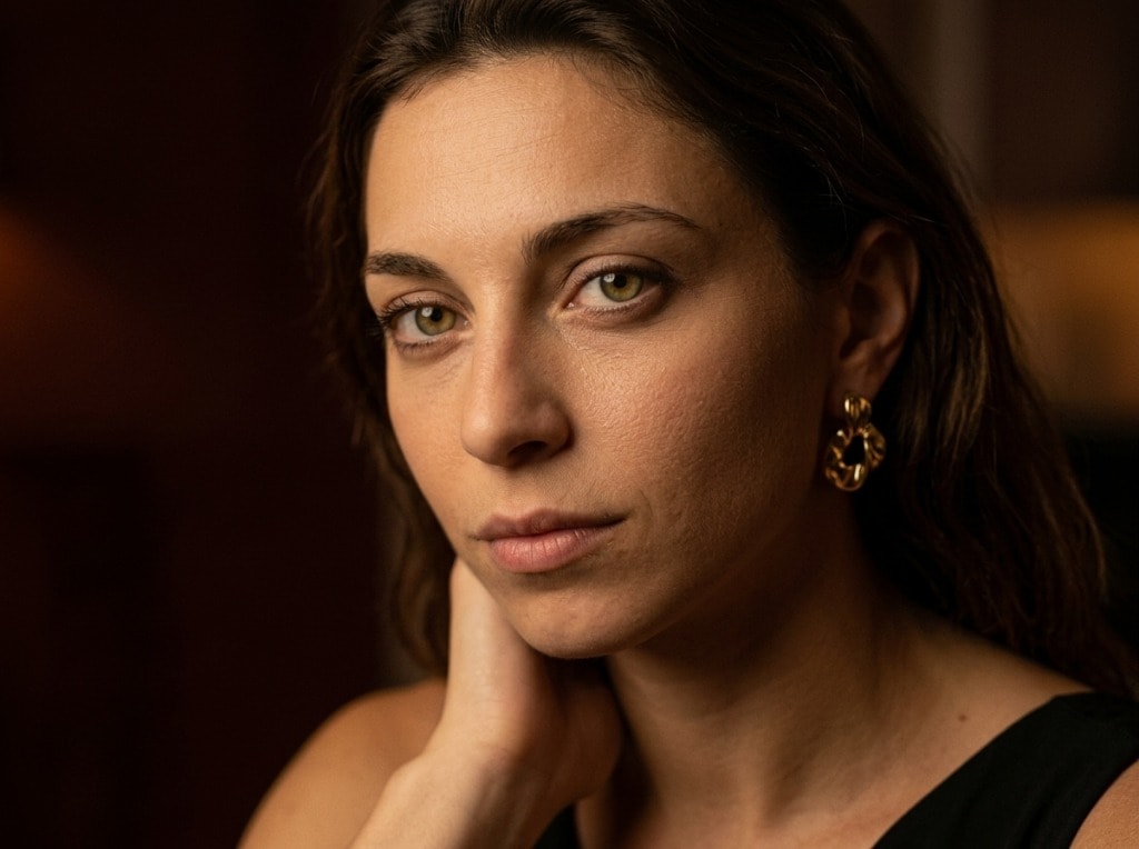 Intimate editorial detail of Giulia Bertoni